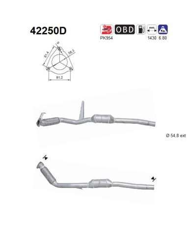 Catalizador As 42250D - A6 2.7TDI V6 24V 2698 cc 12