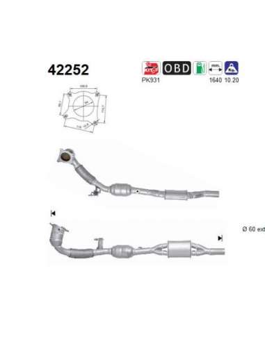 Catalizador As 42252 - TT 2.0 TFSI 1984 cc 147 Kw /