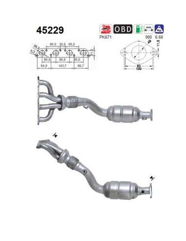 Catalizador As 45229 - MINI COOPER 1,6 16V 117CV