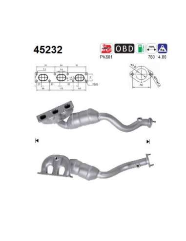 Catalizador As 45232 - BMW X5 3,0 24V 231CV ANTERIO