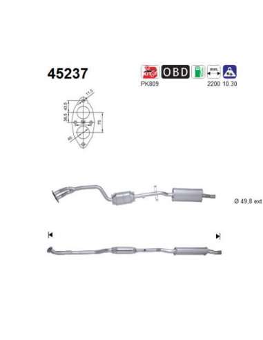 Catalizador As 45237 - 316i 1.6i 16V 1596 cc 85 Kw