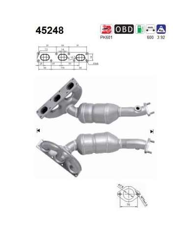 Catalizador As 45248 - BMW X3 2.5 192CV POST