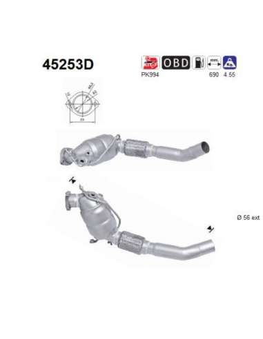 Catalizador As 45253D - X3 2.0TD DPF 1995 cc 110 K