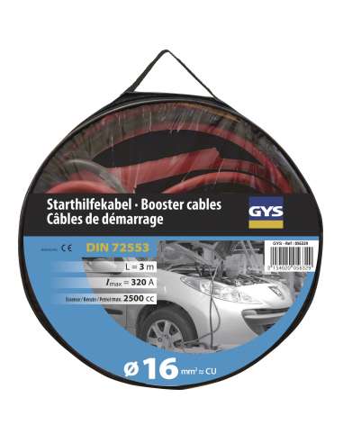 Cables de Arranque GYS 320A (2.5L) - 2x3m - Ø16mm² - Pinzas aisladas