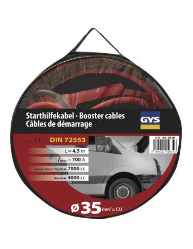Cables de Arranque GYS 700A (4L/7L) - 2x4,5m - Ø35 mm² - Pinzas aisladas