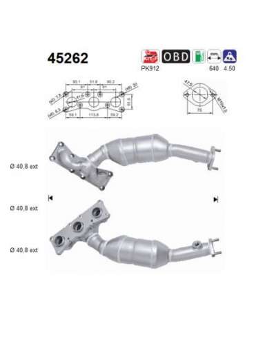 Catalizador As 45262 - X3 2.5 Si 2497 cc 160 Kw / 2