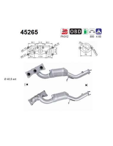 Catalizador As 45265 - 125i 3.0i 24V 2996 cc 160 Kw