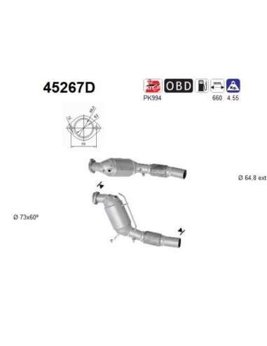 Catalizador As 45267D - 525TD V6 24V DPF 2497 cc 130