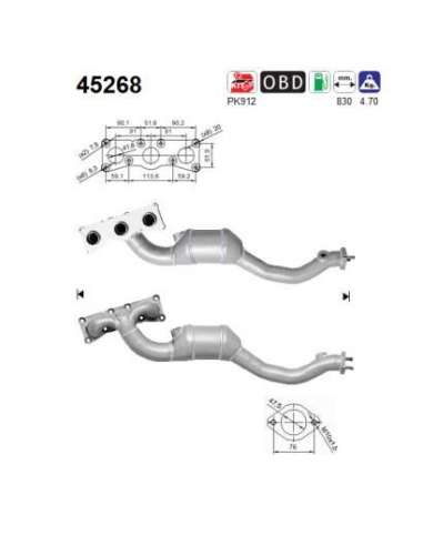 Catalizador As 45268 - 523i 2.5i 24V 2497 cc 140 Kw