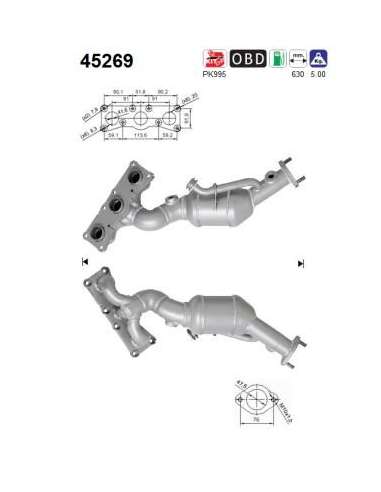 Catalizador As 45269 - 523i 2.5i 24V 2497 cc 140 Kw