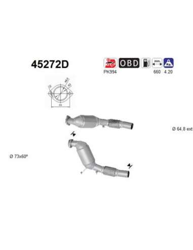 Catalizador As 45272D - 525TD V6 24V 2497 cc 130 Kw