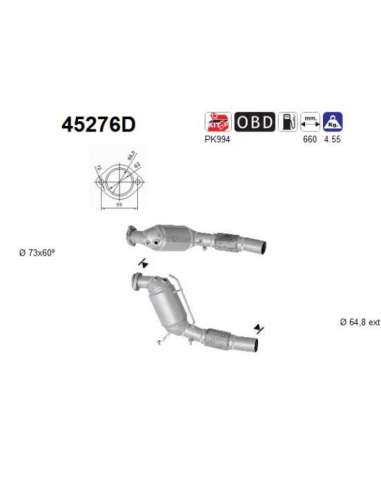 Catalizador As 45276D -  EXTINGUIDA BMW 525TD CON FAP 1 77CV