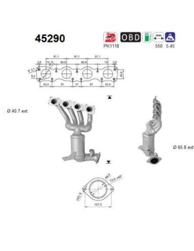 Catalizador As 45290 - AS BMW 116 1.6i 122CV