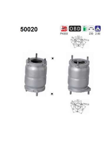 Catalizador As 50020 -  EXTINGUIDA DAEWO KALOS 1.2i 72 CV