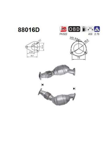 Catalizador As 88016D - SuperB 1.9TDI 1896 cc 85 Kw