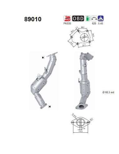 Catalizador As 89010 - Forester 2.0i Turbo 4WD 1994