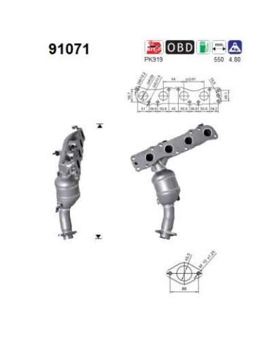 Catalizador As 91071 - Jimny 1.3i 16V 1328 cc 63 Kw