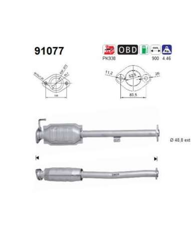 Catalizador As 91077 - Grand Vitara 1.6i 16V 1590 c