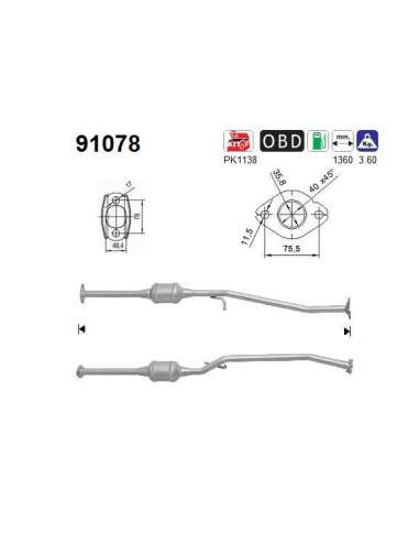 Catalizador As 91078 - AS Catalizador SUZUKI ALTO 1.