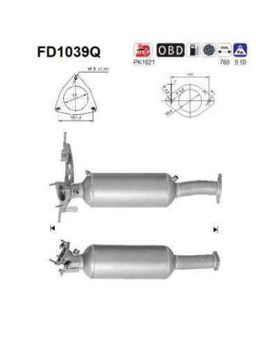 Filtro hollín/partículas, sistema escape As FD1039Q - S80 2.4TDI DPF 2401 cc 120