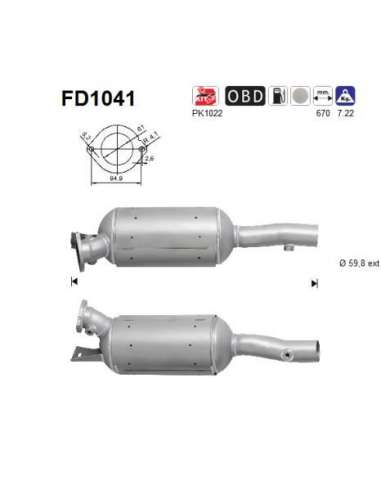 Filtro hollín/partículas, sistema escape As FD1041 - ESPACE 2.0TD DCI DPF 1995 cc