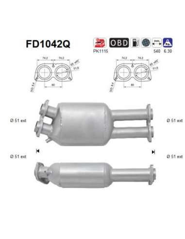 Filtro hollín/partículas, sistema escape As FD1042Q - AS DPF BMW 535TD