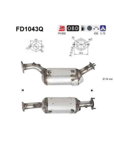 Filtro hollín/partículas, sistema escape As FD1043Q -  EXTINGUIDA SUZUKI GRAND VITARA  1.9TD 1