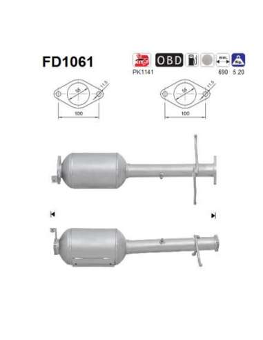 Filtro hollín/partículas, sistema escape As FD1061 - AS FORD TRANSIT CONNECT 1.8T