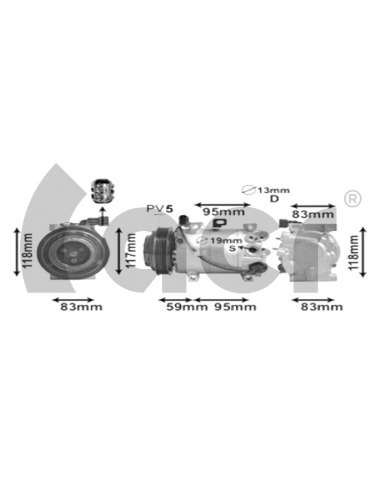 VI VS09E A/D PV5 123MM ST3 12V V-B 90Âº (2D-2T) BOBINA Y VALVULA A.c.r 135164