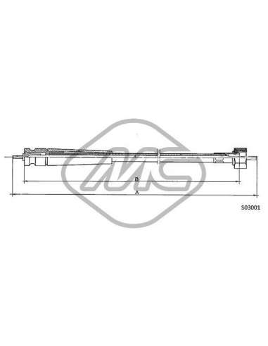 Árbol flexible del velocímetro Metalcauch 80759 - MC CABLE CUENTAKILOMETROS 2CV COFLE