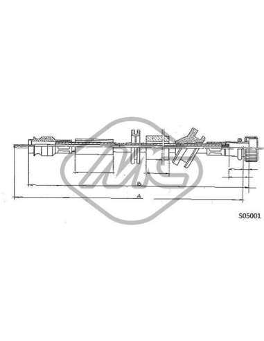 Árbol flexible del velocímetro Metalcauch 80915 - MC CABLE CUENTAKILOMETROS 190 COFLE