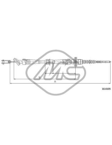 Cable de accionamiento, accionamiento del embrague Metalcauch 83314 - MC CABLE ENBR. BALENO ALL