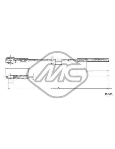 Cable de accionamiento, accionamiento del embrague Metalcauch 83606 - MC CABLE ENBR. 1200 40HP KA