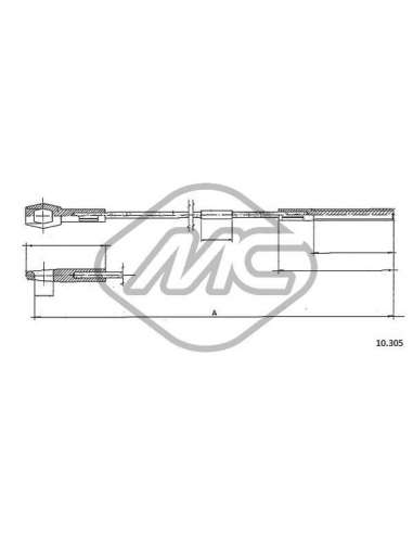Cable de accionamiento, accionamiento del embrague Metalcauch 83609 - MC CABLE ENBR. 1500-1600 TYPE