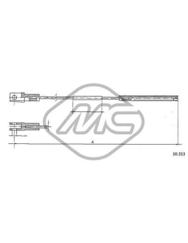 Cable de accionamiento, accionamiento del embrague Metalcauch 83610 - MC CABLE ENBR. TRANSPORTER 3