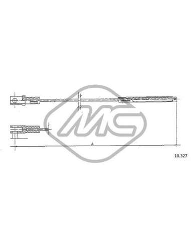 Cable de accionamiento, accionamiento del embrague Metalcauch 83611 - MC CABLE ENBR. TRANSPORTER 3