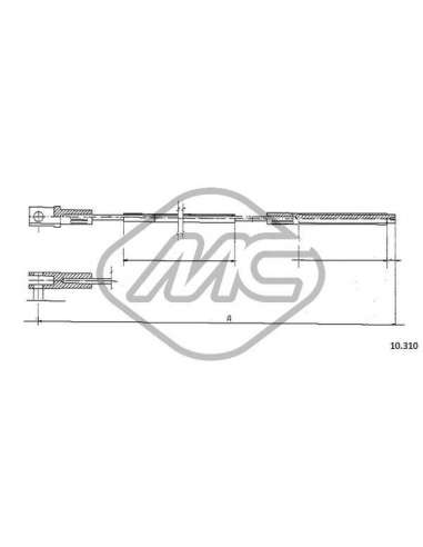 Cable de accionamiento, accionamiento del embrague Metalcauch 83612 - MC CABLE ENBR. TRANSPORTER 1,