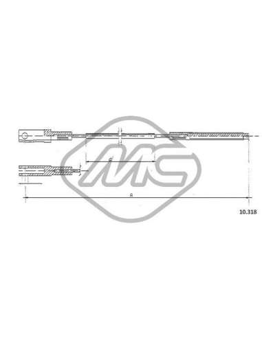 Cable de accionamiento, accionamiento del embrague Metalcauch 83615 - MC CABLE ENBR. TRANSPORTER2