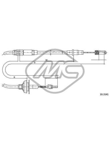 Cable de accionamiento, accionamiento del embrague Metalcauch 83633 - MC CABLE ENBR. GOLF GTI MANUA