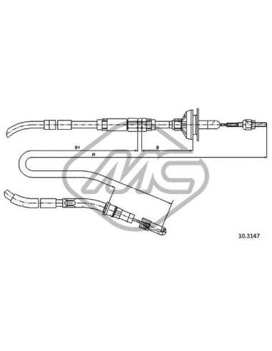 Cable de accionamiento, accionamiento del embrague Metalcauch 83637 - MC CABLE ENBR. SCIROCCO ALL M