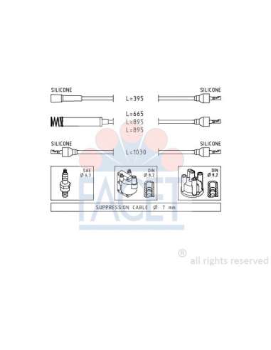 Juego de cables de encendido Facet 4.8516 - JUEGO DE CABLES DE ENCENDIDO Made in Italy - OE Equivalent