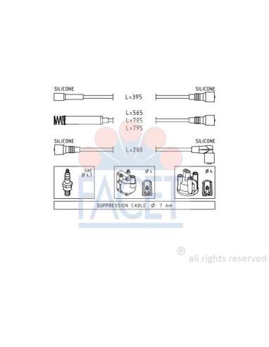 Juego de cables de encendido Facet 4.8528 - JUEGO DE CABLES DE ENCENDIDO Made in Italy - OE Equivalent