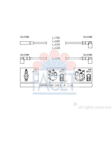 Juego de cables de encendido Facet 4.8612 - JUEGO DE CABLES DE ENCENDIDO Made in Italy - OE Equivalent