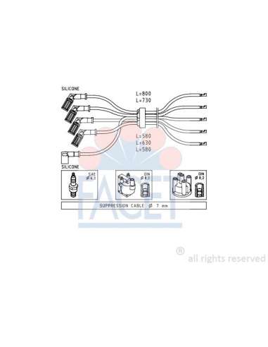 Juego de cables de encendido Facet 4.8716 - JUEGO DE CABLES DE ENCENDIDO Made in Italy - OE Equivalent