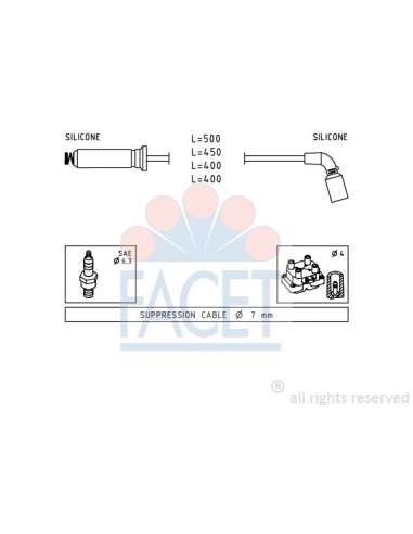 Juego de cables de encendido Facet 4.9730 - JUEGO DE CABLES DE ENCENDIDO Made in Italy - OE Equivalent