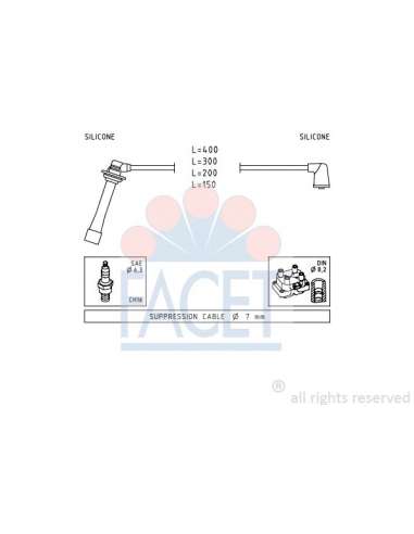 Juego de cables de encendido Facet 4.9745 - JUEGO DE CABLES DE ENCENDIDO Made in Italy - OE Equivalent
