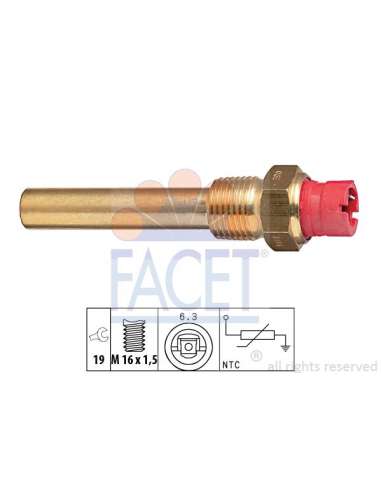 Sensor, temperatura del aceite Facet 7.3006 - TERMORESISTENCIA PARA TEMPERATURA A GUA Made in Italy - OE Equivalent