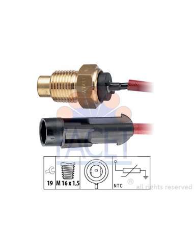 Sensor, temperatura del refrigerante Facet 7.3175 - TERMORESISTENCIA PARA TEMPERATURA A GUA Made in Italy - OE Equivalent