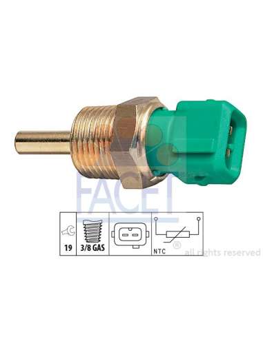 Sensor, temperatura del refrigerante Facet 7.3212 - TERMORESISTENCIA PARA TEMPERATURA A GUA Made in Italy - OE Equivalent