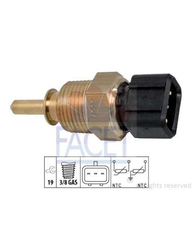 Sensor, temperatura del refrigerante Facet 7.3367 - TERMORESISTENCIA PARA TEMPERATURA A GUA Made in Italy - OE Equivalent